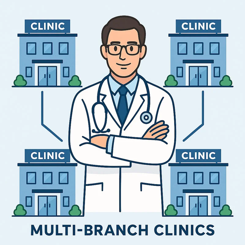 Dashboard showing SehatPro’s Support for Multi-Branch Clinics feature